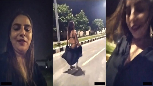 Indian Couple Striping On The Highways